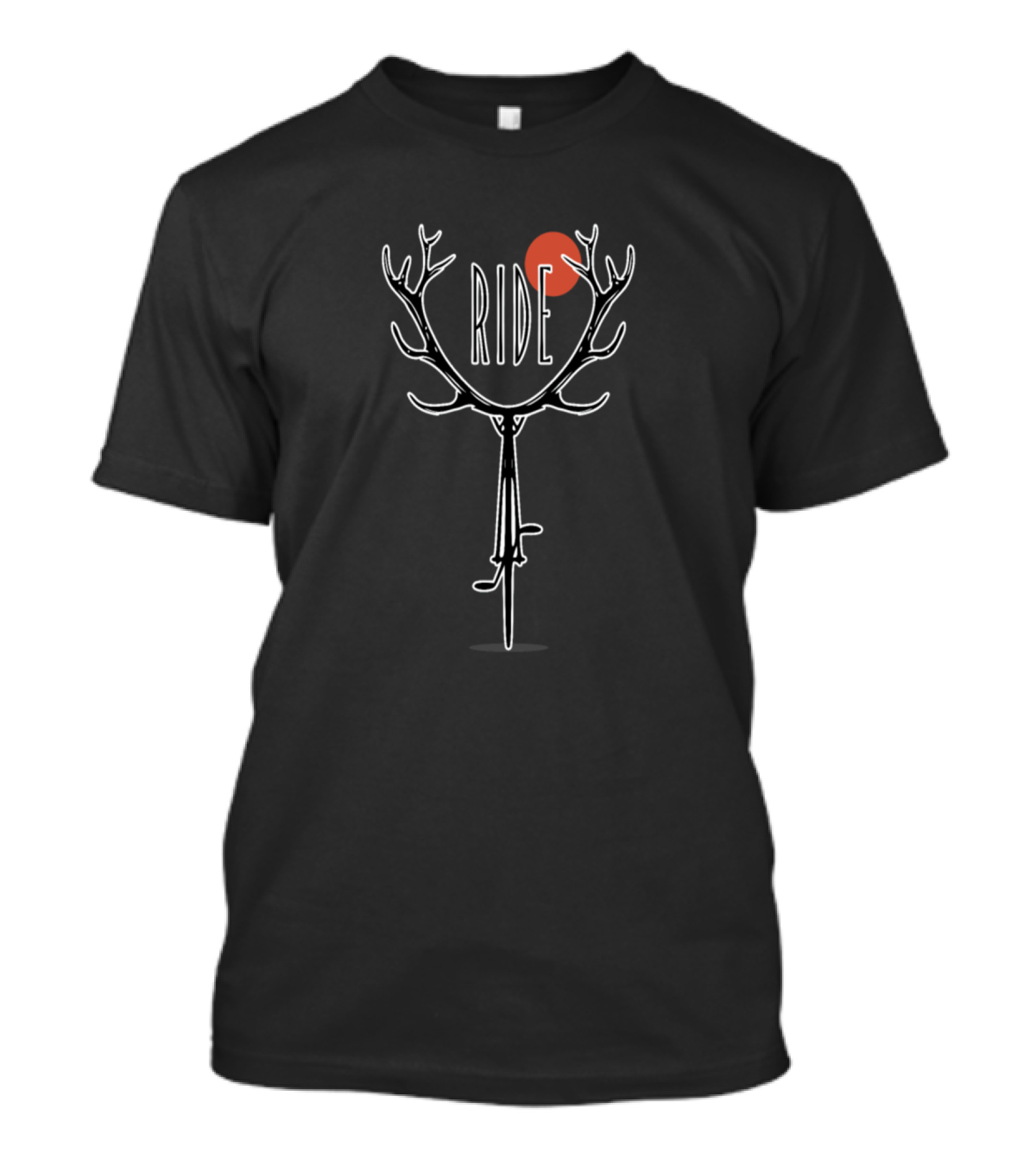 RideHobbies Camping Antler Bicycle With Red Sun Element T-Shirt