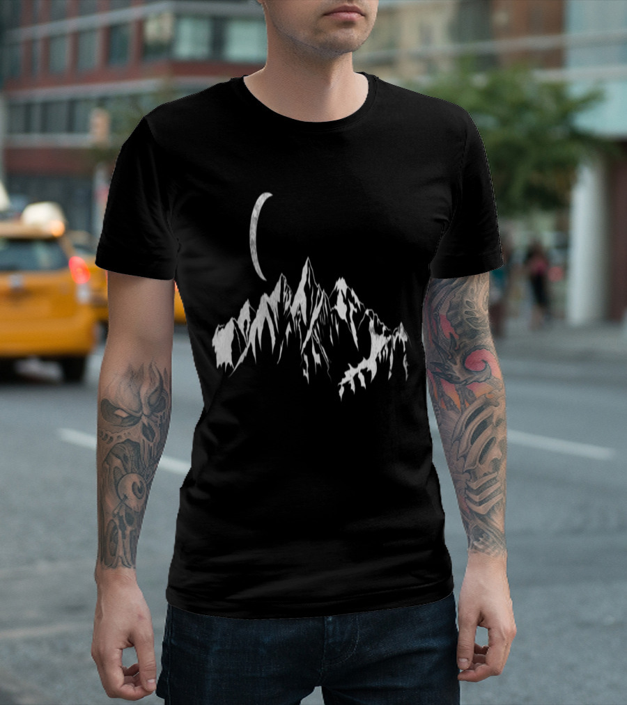 Berg Mountain Mond Mountaineer Alpine Peaks Crescent Moon T-Shirt