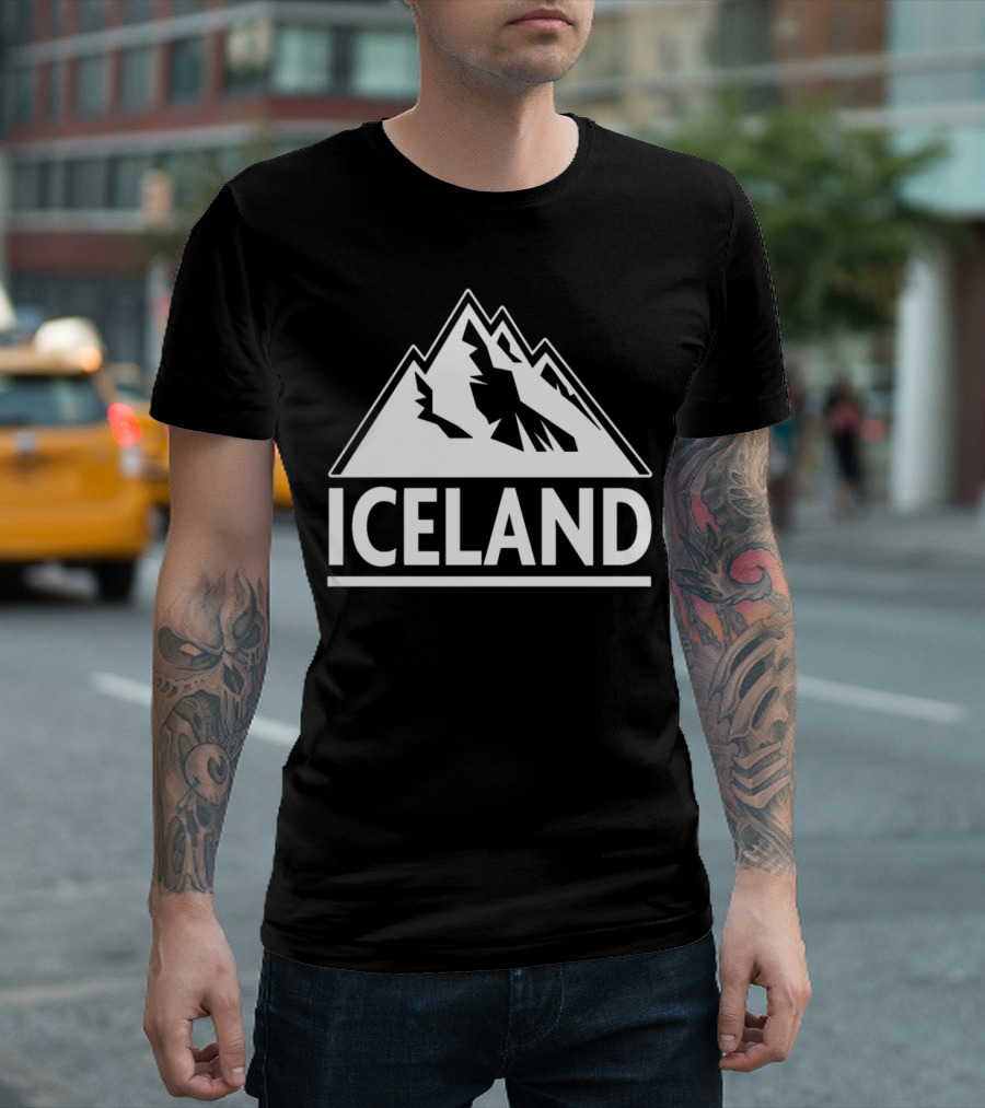Iceland Mountain Iceland White Text Bold Logo Vintage Nordic Alpine T-Shirt