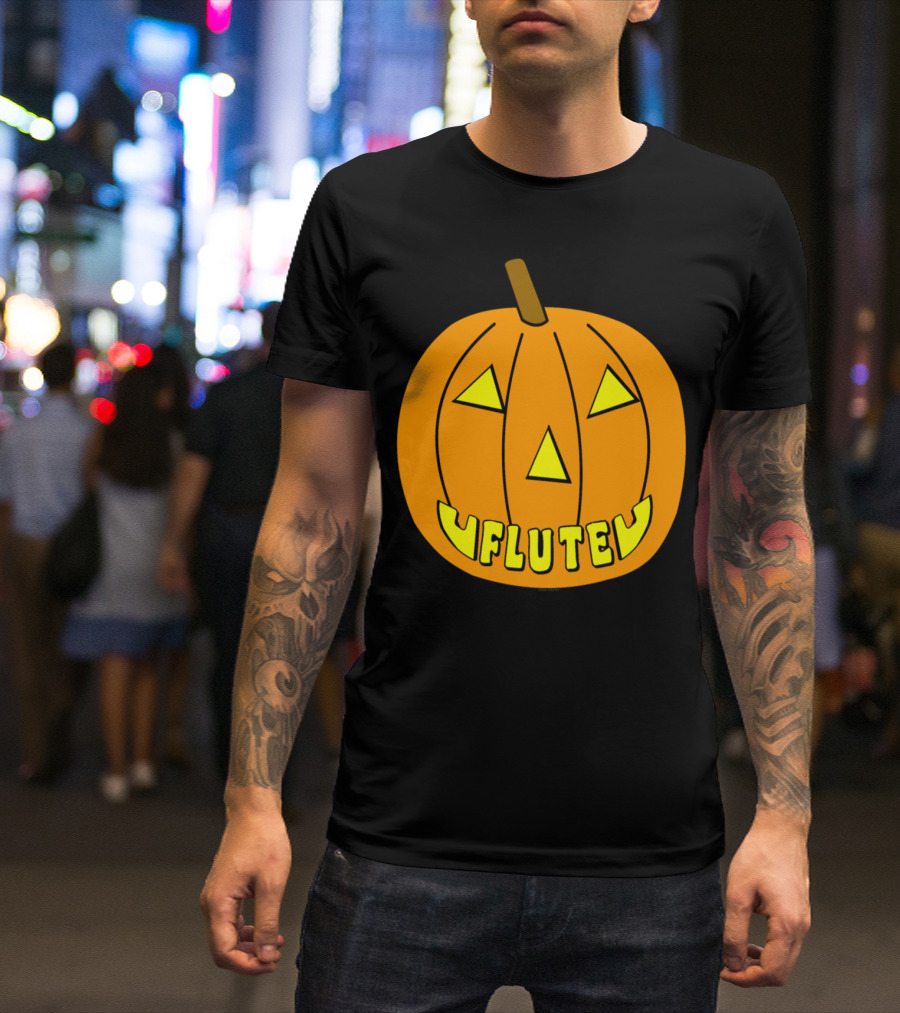 Flute Carved Pumpkin Halloween Face T-Shirt