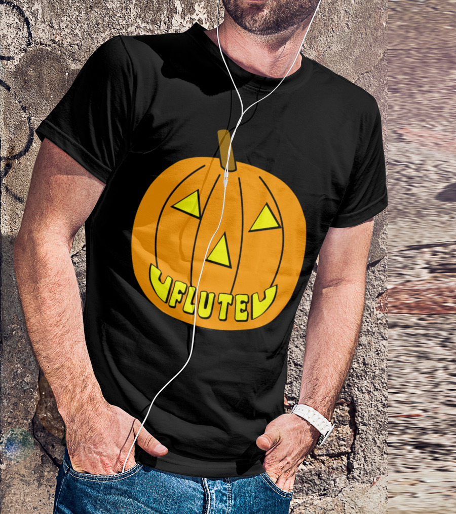 Flute Carved Pumpkin Halloween Face T-Shirt