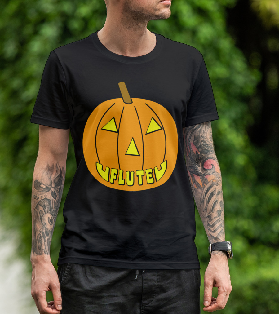 Flute Carved Pumpkin Halloween Face T-Shirt
