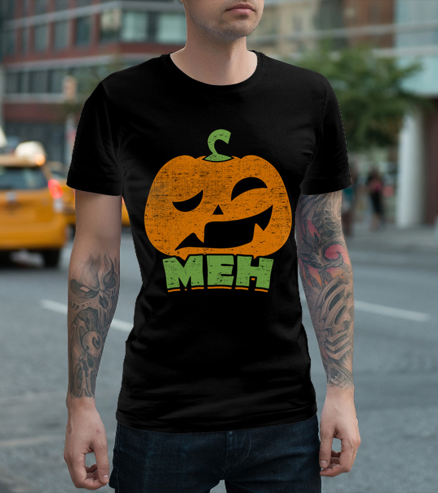 Meh Pumpkin Jack O' Lantern Face T-Shirt