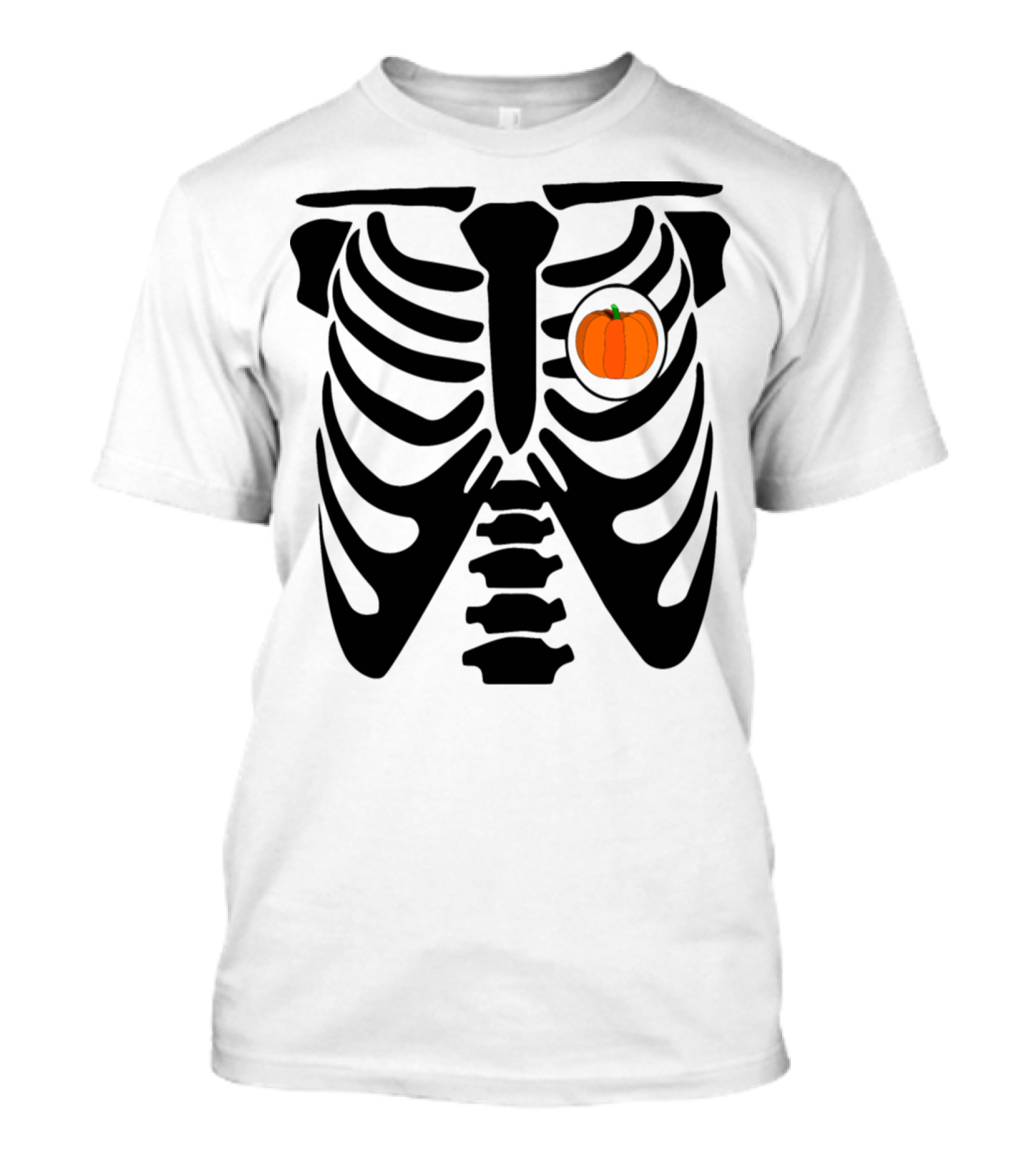 Pumpkin Xray Skeleton With Heart Rib Cage T-Shirt