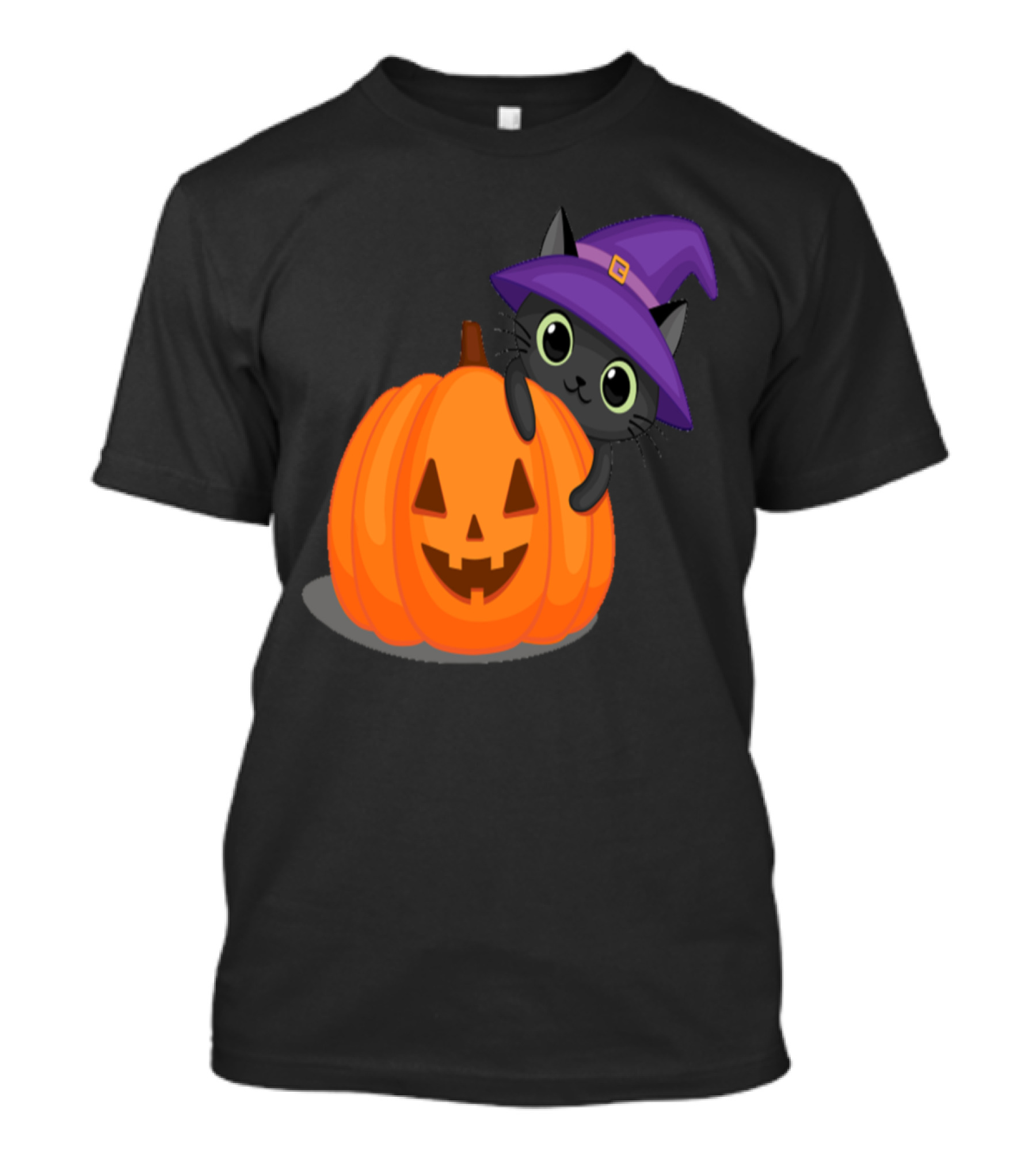 Cat Witch Hat Jack-o'-Lantern Pumpkin T-Shirt