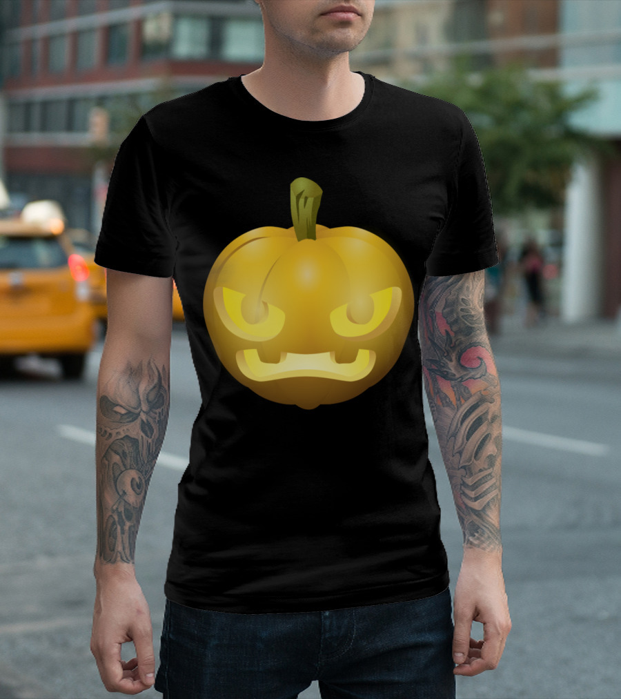 Carved Pumpkin Glowing Face Halloween Jack-o'-Lantern T-Shirt