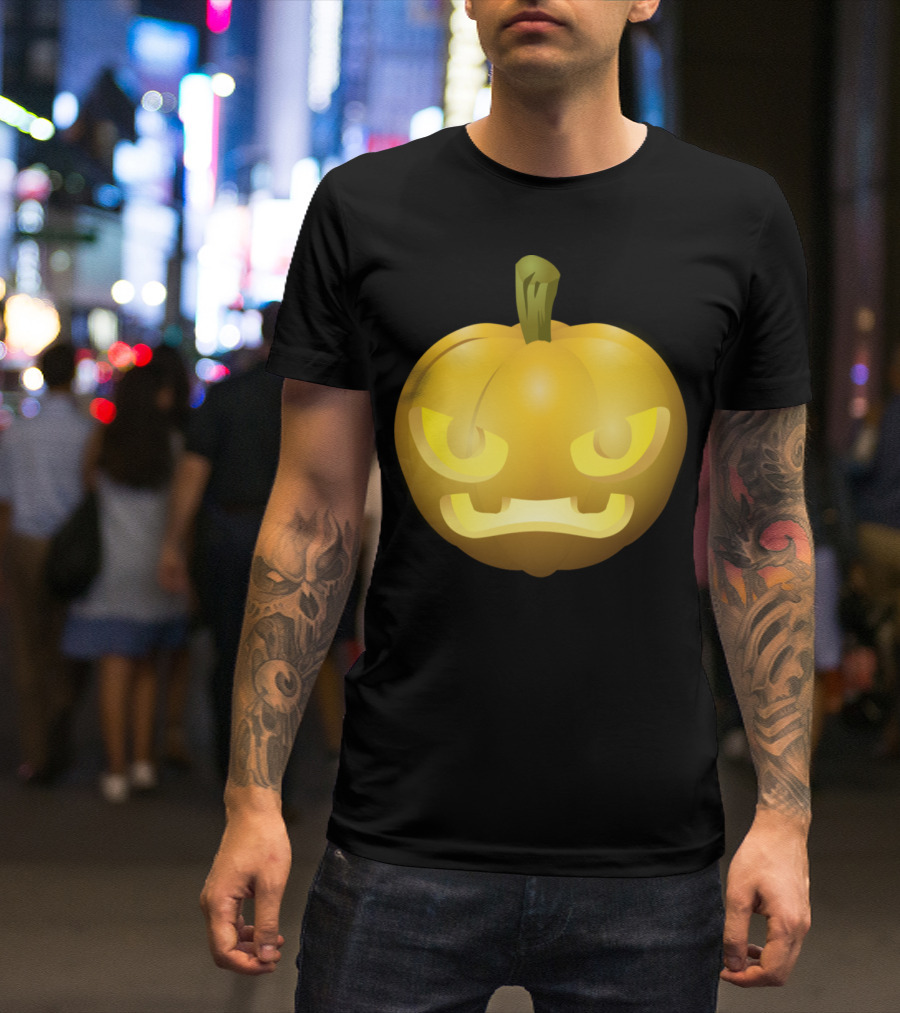 Carved Pumpkin Glowing Face Halloween Jack-o'-Lantern T-Shirt
