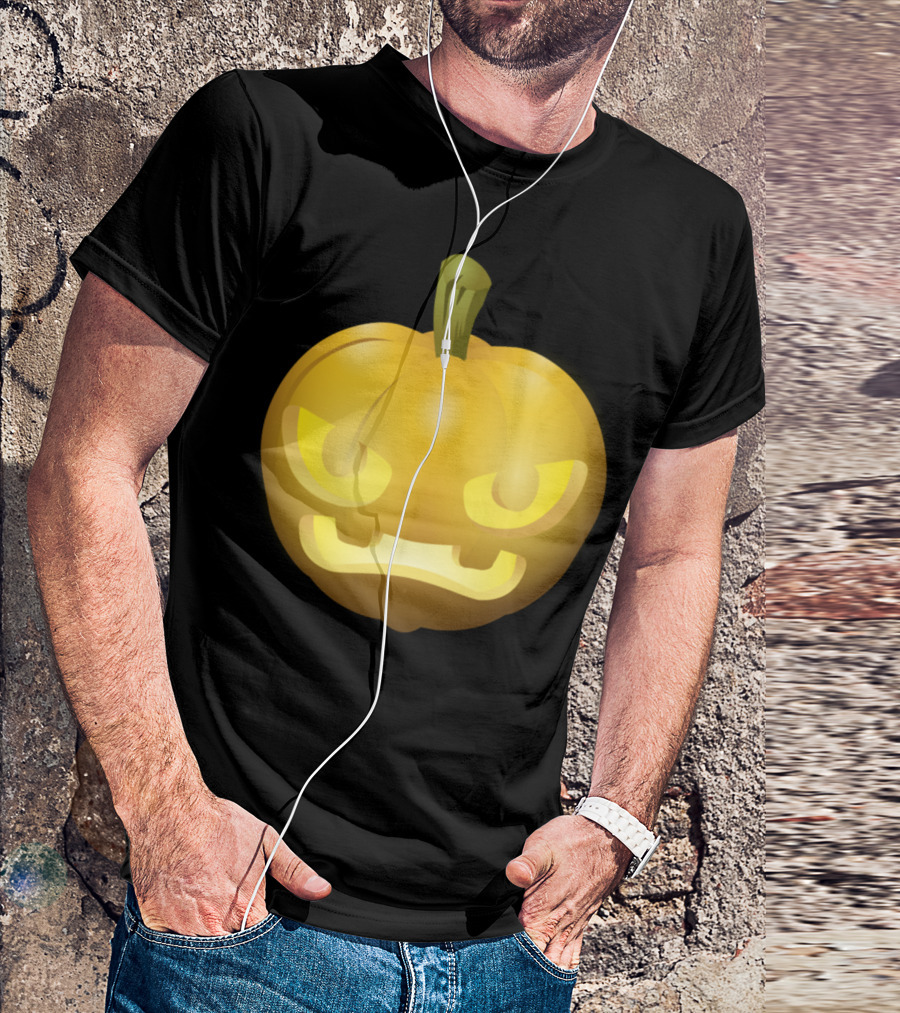 Carved Pumpkin Glowing Face Halloween Jack-o'-Lantern T-Shirt