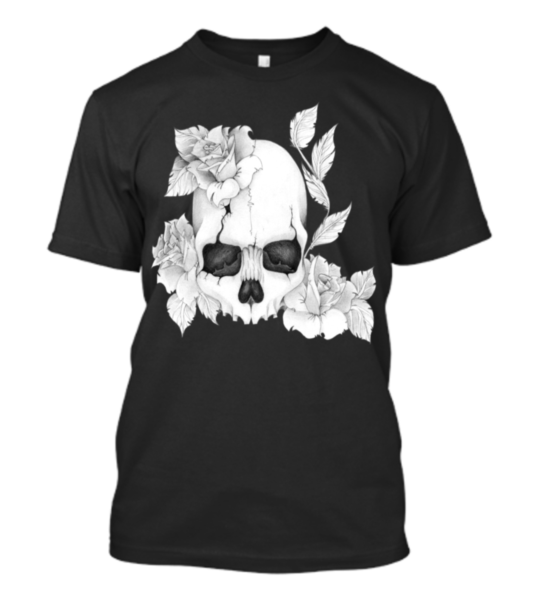 Skull N Roses With Intricate Floral T-Shirt
