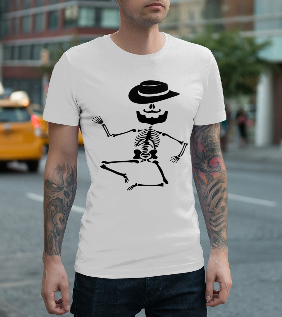 Halloween Mustache Skeleton With Hat 234 T-Shirt
