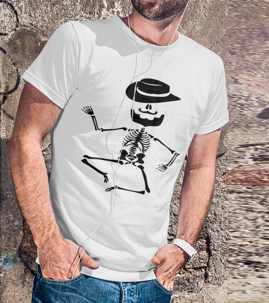 Halloween Mustache Skeleton With Hat 234 T-Shirt
