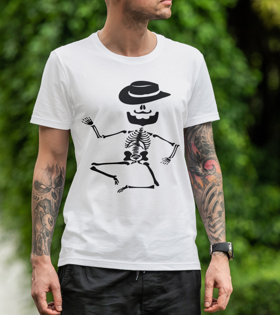 Halloween Mustache Skeleton With Hat 234 T-Shirt