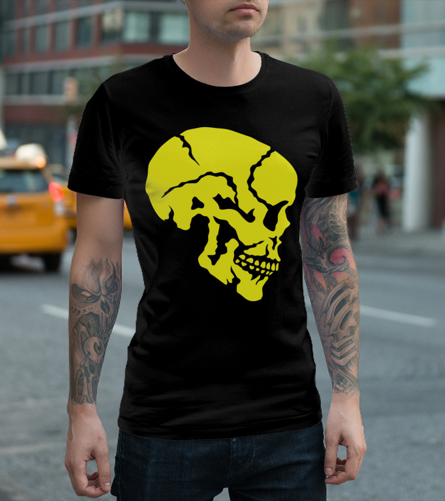 Skull Skeleton Profile 912 Yellow Cracked Skull T-Shirt