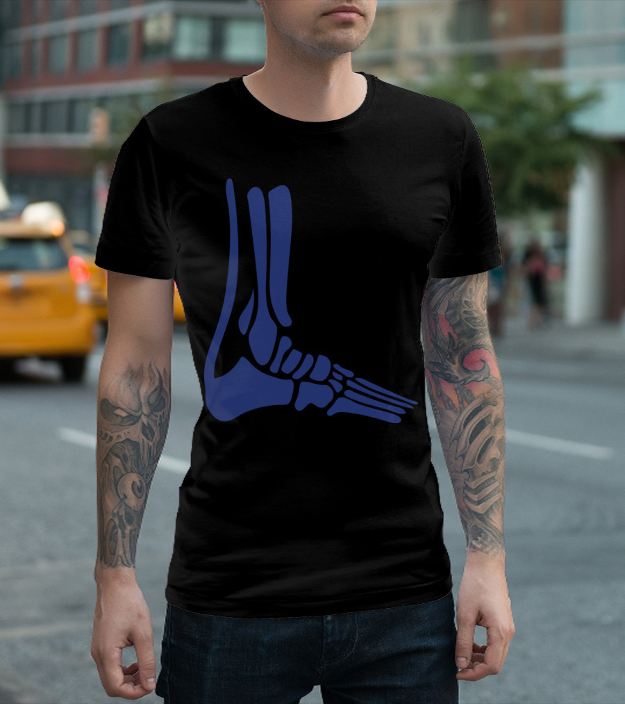 Achilles Heel Blue Skeleton Foot Bone T-Shirt
