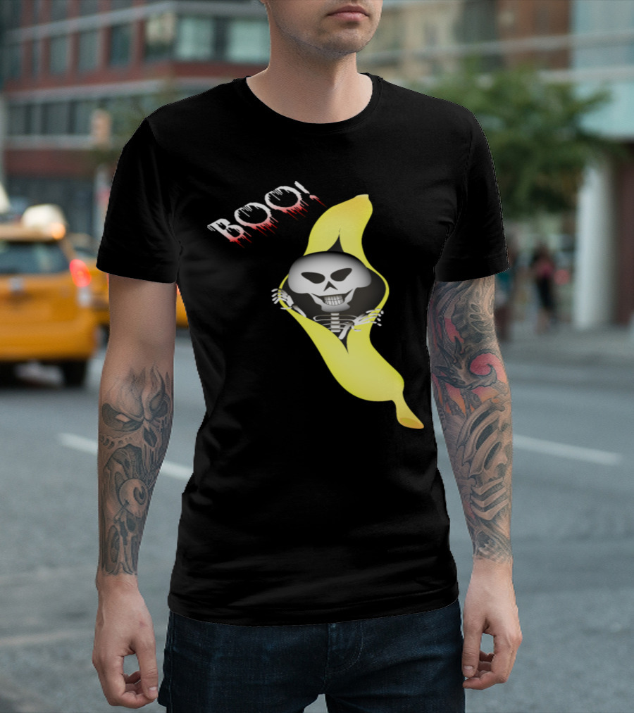 Boo Scary Skeleton Banana Halloween Trick or Treat T-Shirt