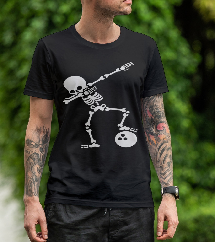 Dab Skeleton Dabbing Over Bowling Ball T-Shirt