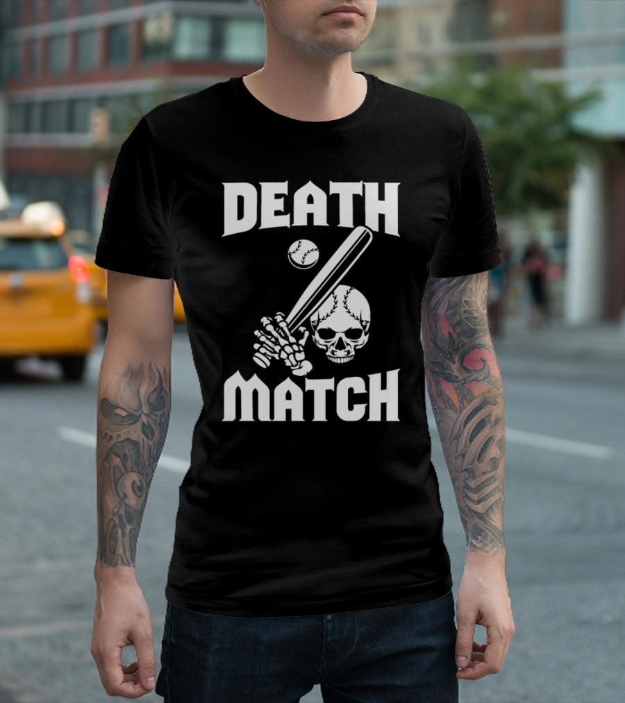 Death Match Skeleton Baseball Bat Skull T-Shirt