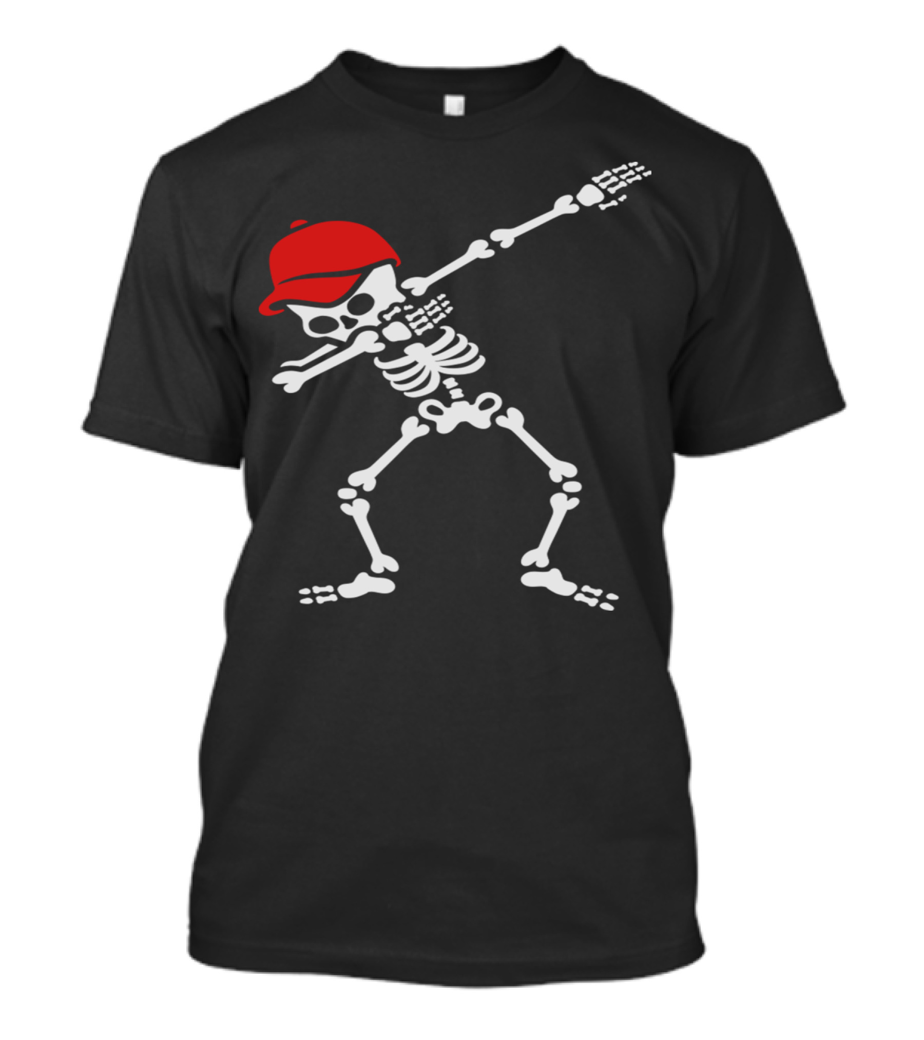 Dabbing Skeleton Wearing Red Baseball Cap Dab Dance T-Shirt