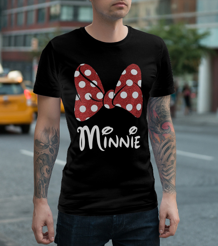 Disney Minnie Mouse Glitter Bow Red Polka Dot Minnie T-Shirt