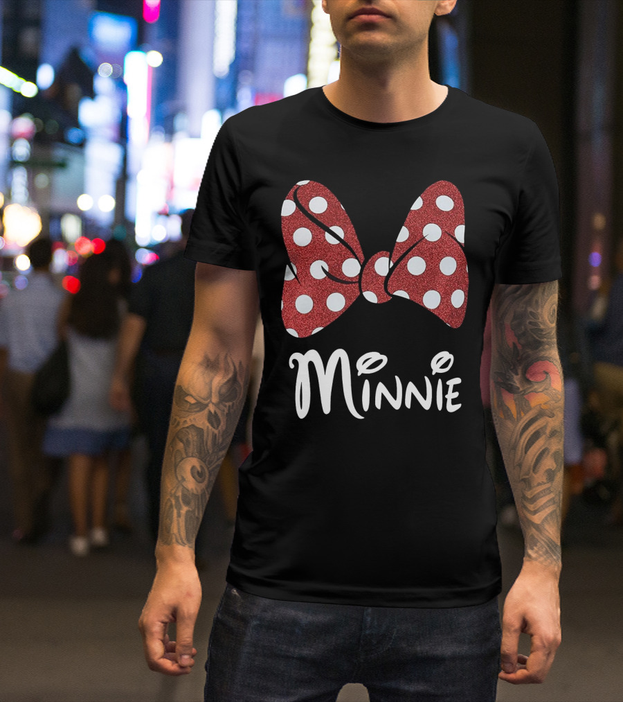 Disney Minnie Mouse Glitter Bow Red Polka Dot Minnie T-Shirt