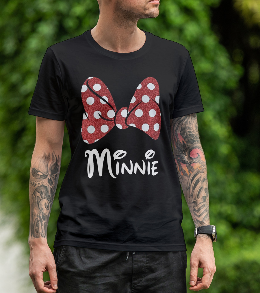 Disney Minnie Mouse Glitter Bow Red Polka Dot Minnie T-Shirt