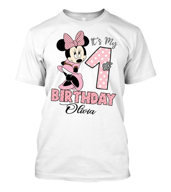 Minnie Mouse It's My 1st Birthday Olivia Party T-Shirt