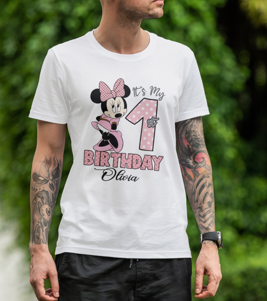 Minnie Mouse It's My 1st Birthday Olivia Party T-Shirt