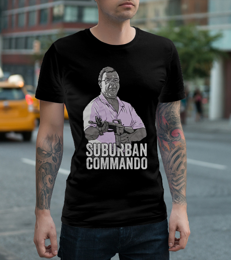 Suburban Commando Styled Humor with Retro Action Pose T-Shirt
