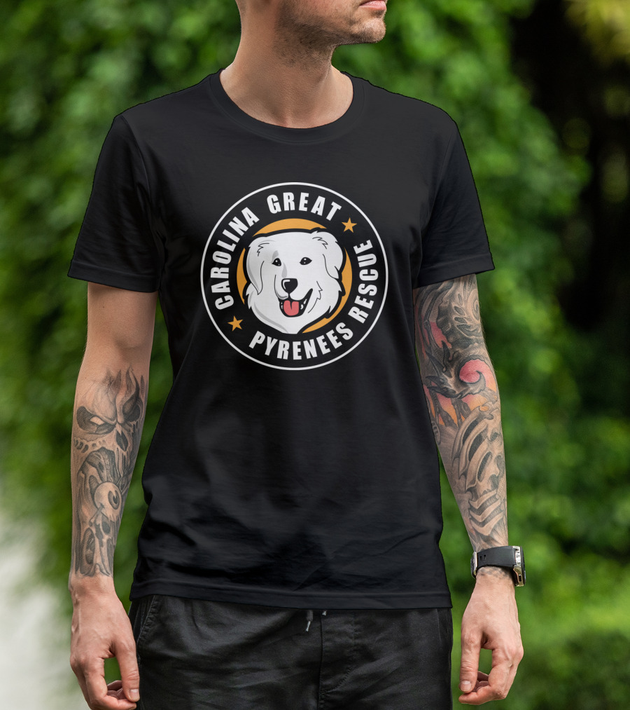 Carolina Great Pyrenees Rescue Circular Dog Emblem With Stars T-Shirt
