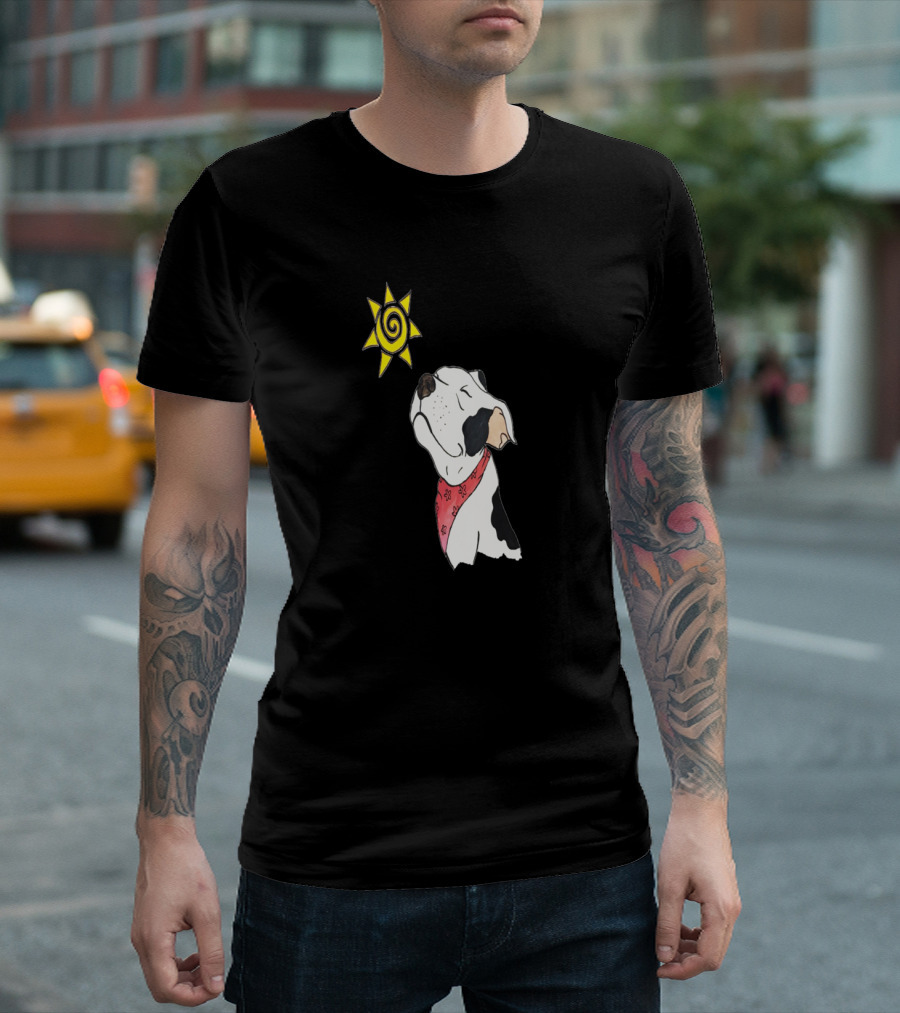 Sun Kissed Dog with Red Bandana and Spiral Sun T-Shirt