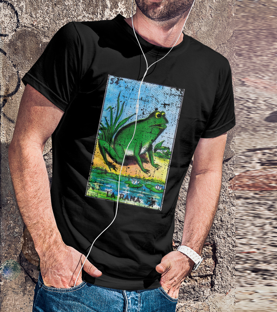 La Rana Mexican Loteria Card 54 Frog Bingo Design With Water Lilies T-Shirt