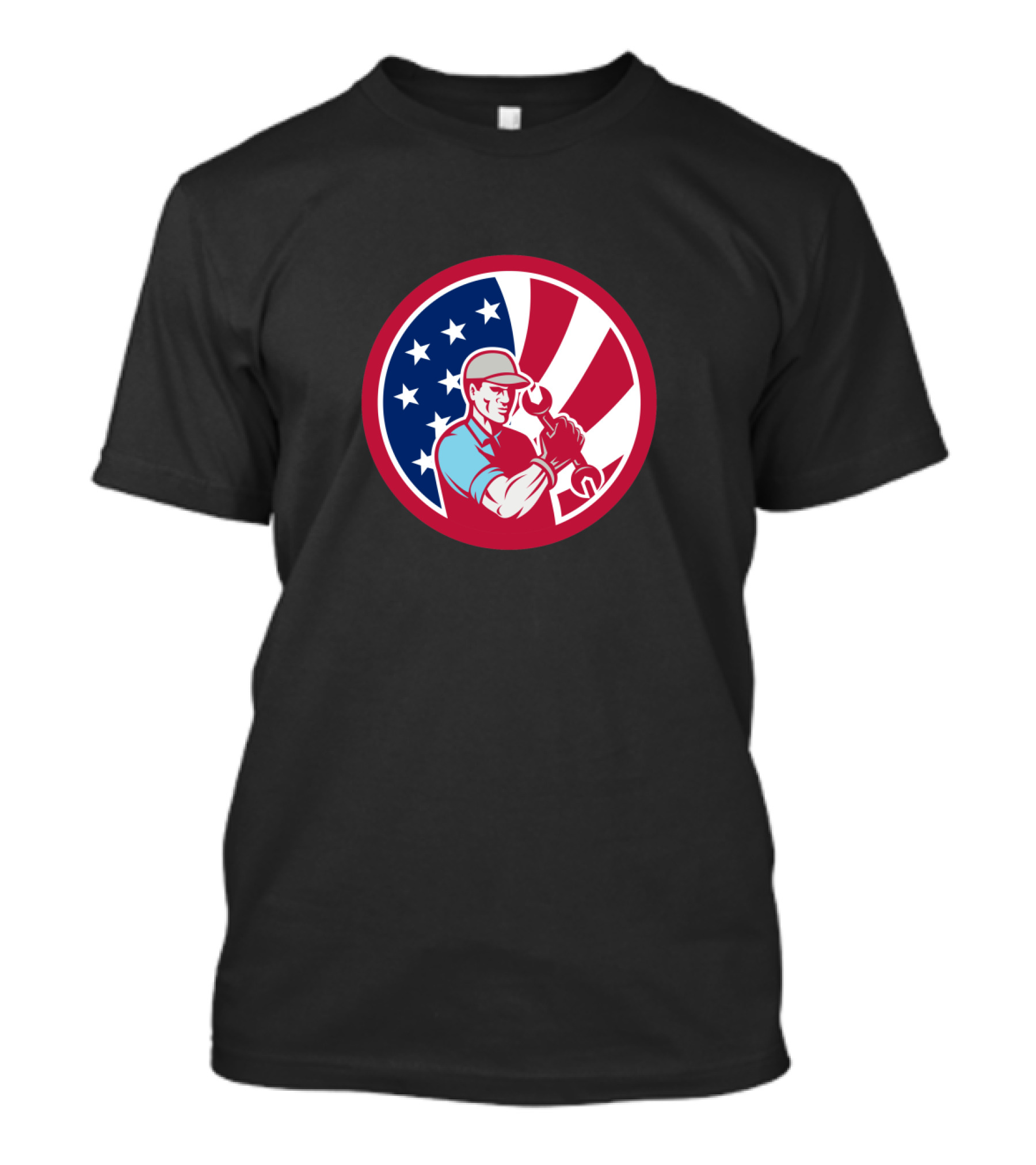 American Industrial Maintenance Mechanic With USA Flag Icon Patriotic T-Shirt