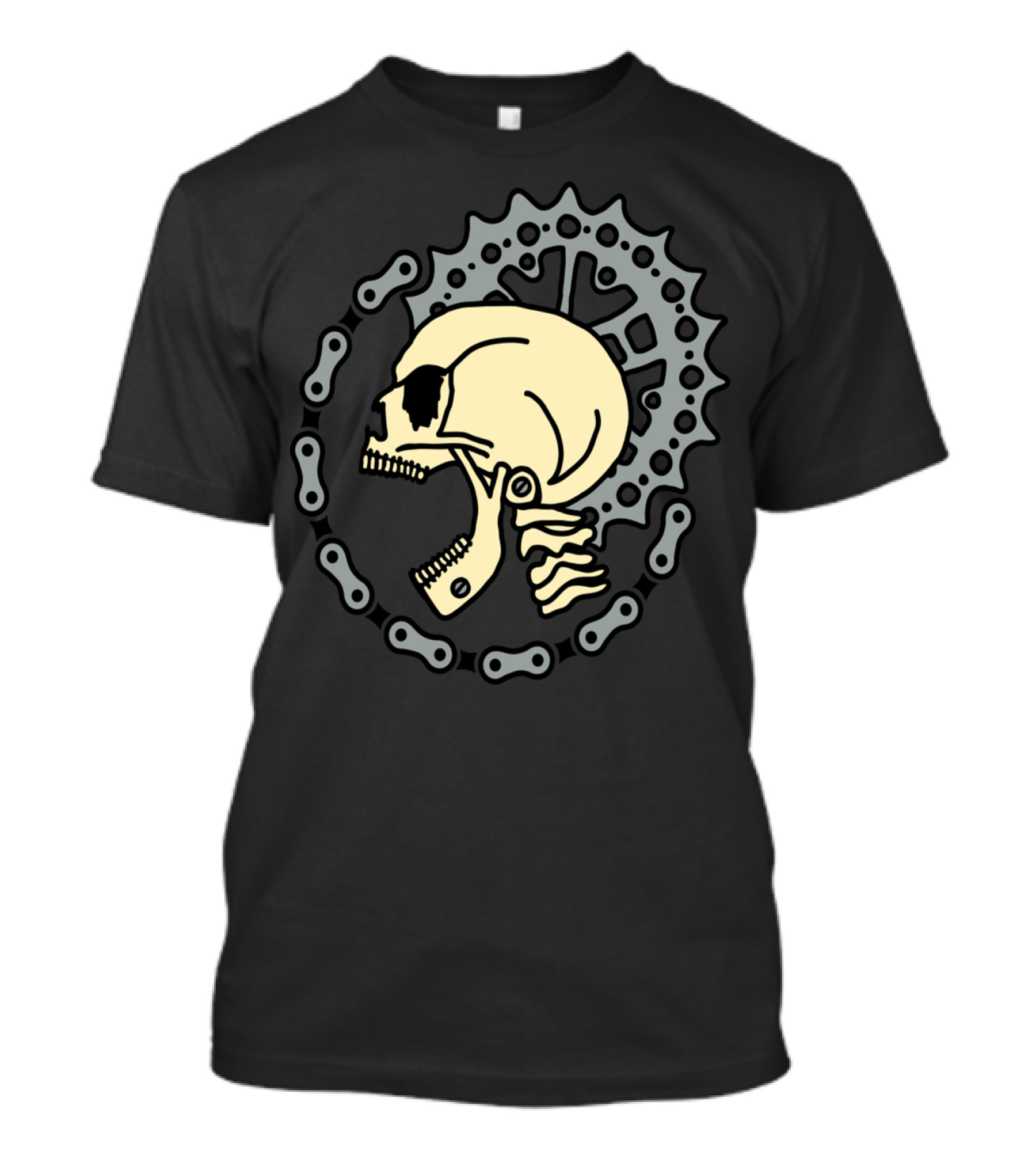 Skull Bicycle Gear Chain Punk T-Shirt