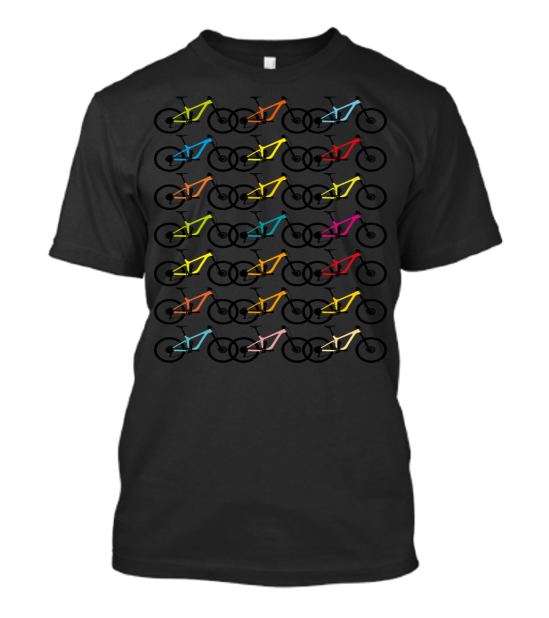 Colored Mountain Bike Cycling Patterns Fully Displayed T-Shirt