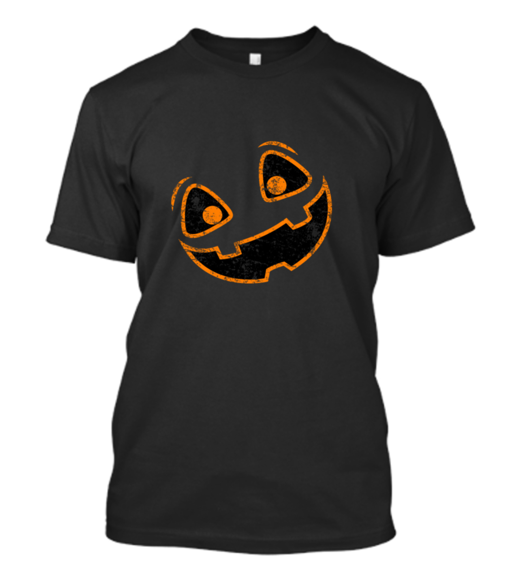 Halloween Grinning Pumpkin Face Orange黑色背景 T-Shirt