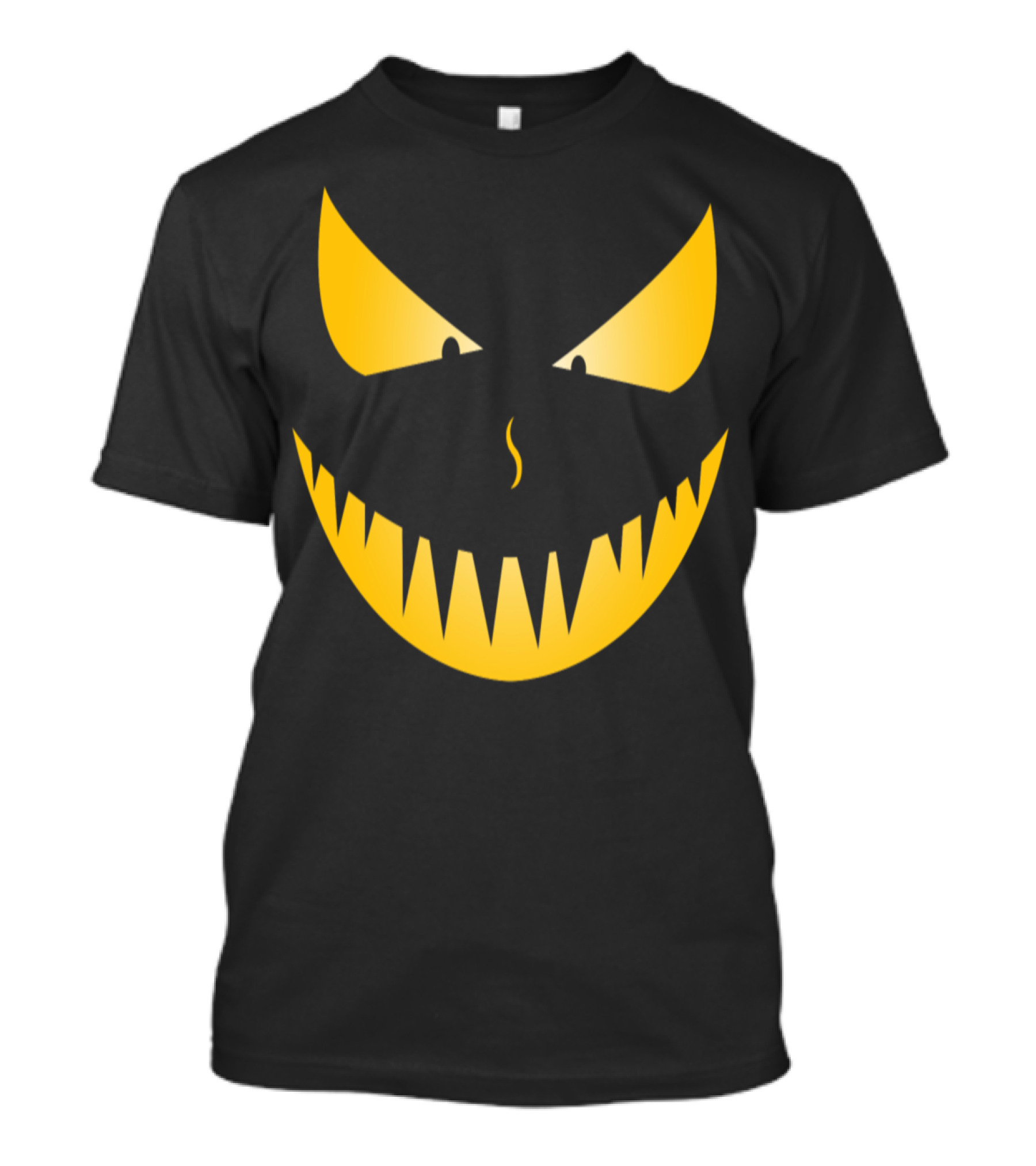 Scary Evil Pumpkin Face With Sharp Teeth And Menacing Eyes T-Shirt
