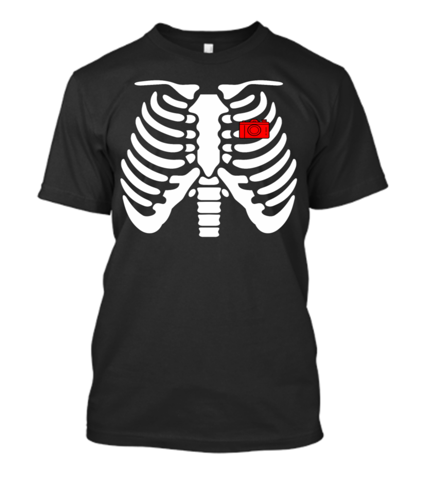 Halloween Skeleton Camera Ribcage Photography T-Shirt