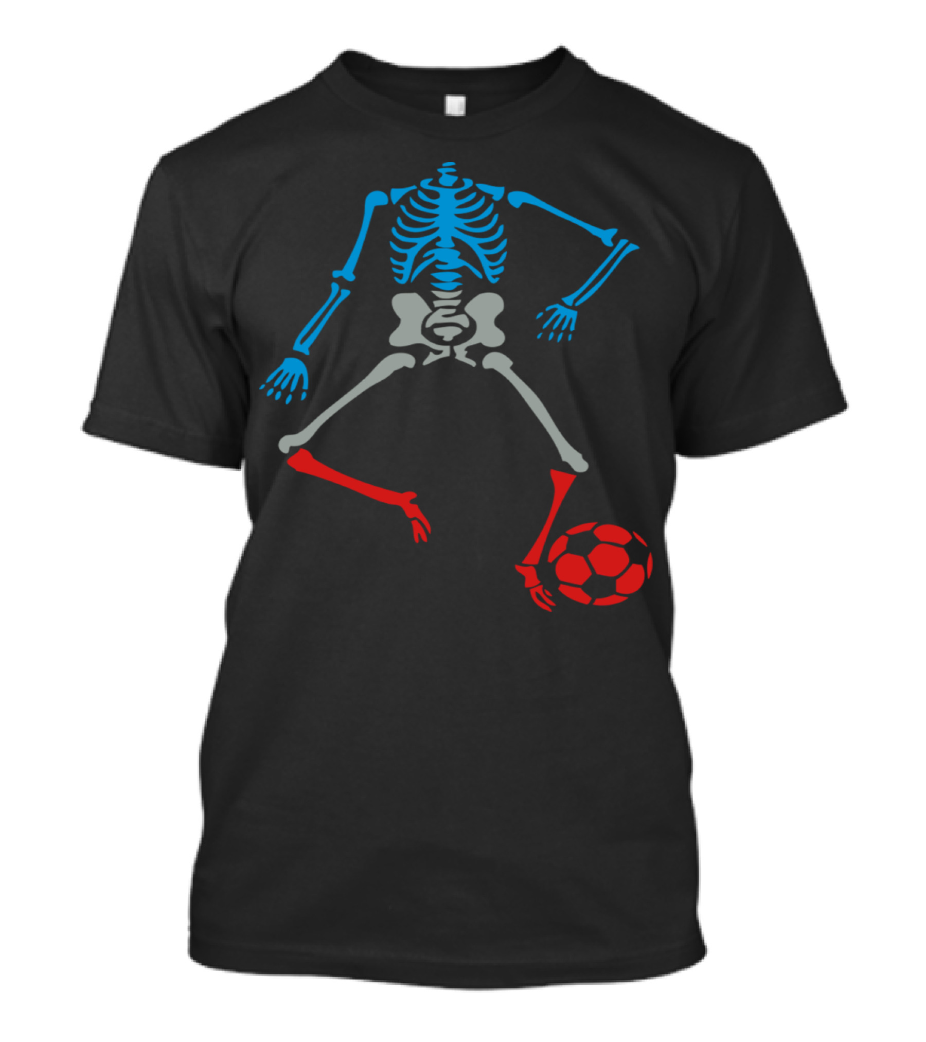 Soccer Skeleton With USA Flag Colors Football T-Shirt
