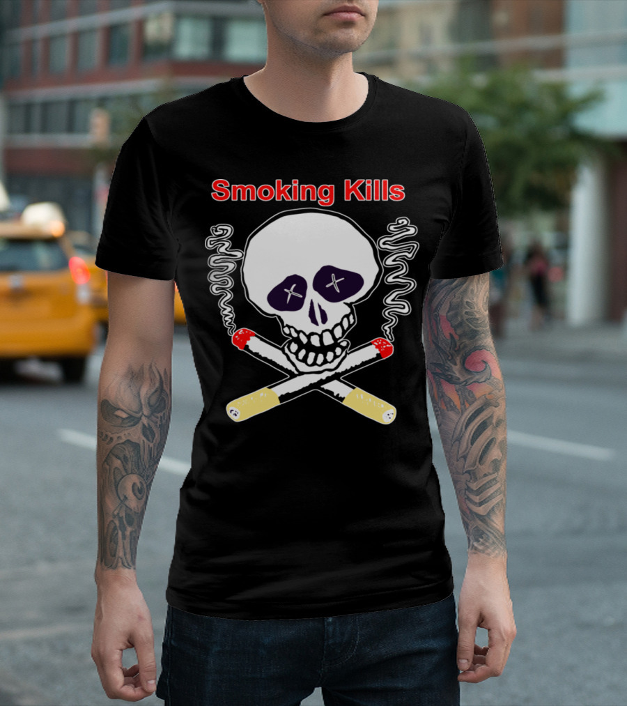 Smoking Kills Skull with Crossed Cigarettes T-Shirt