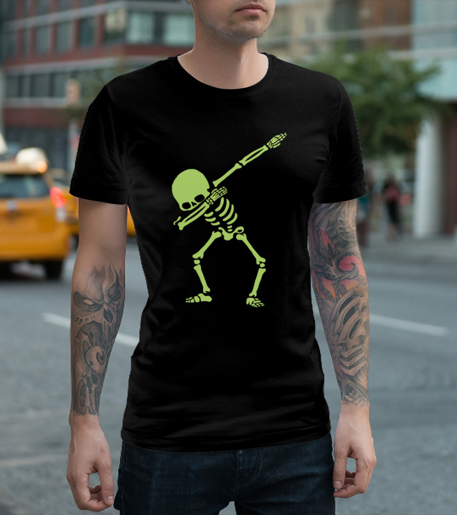 Dabbing Skeleton Dance Glow Halloween T-Shirt