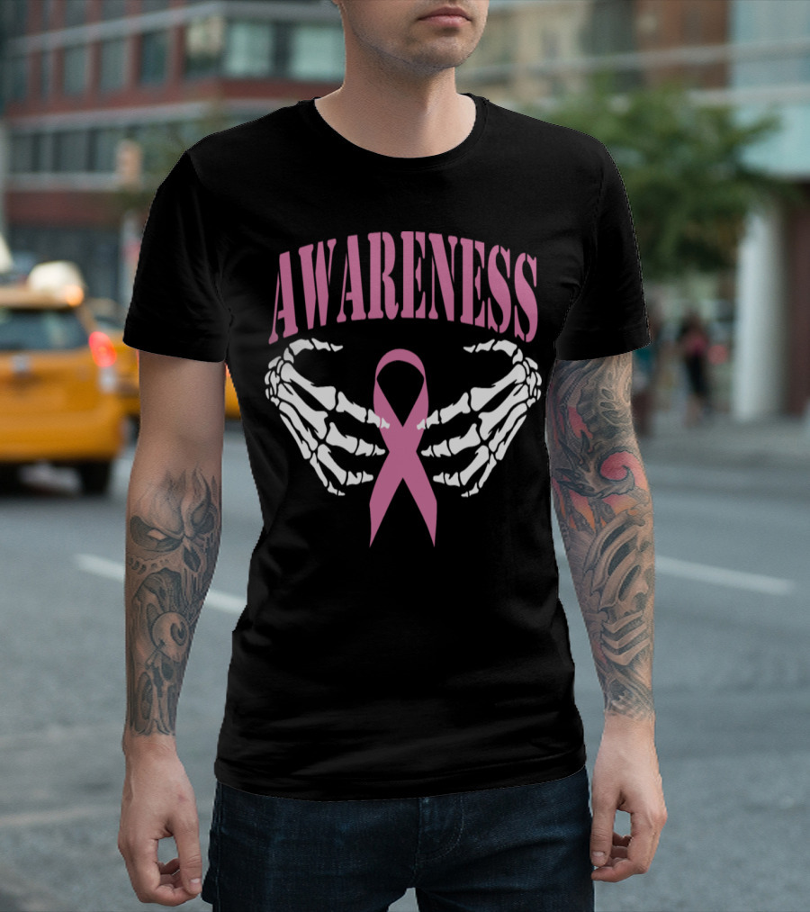 Awareness Halloween Skeleton Breast Cancer T-Shirt