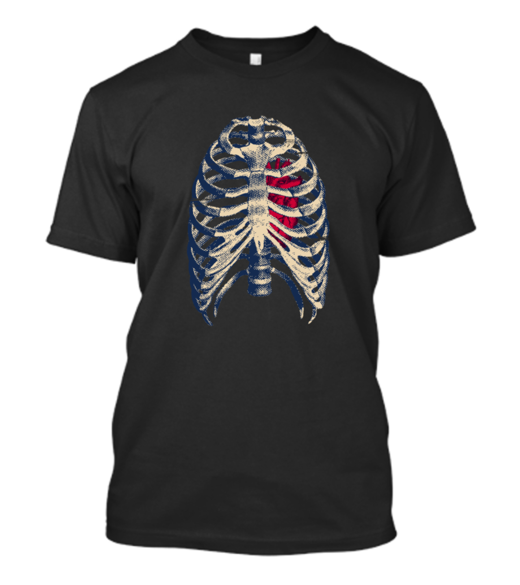 Skeleton In Colors Ribcage With Red And Blue Highlights T-Shirt