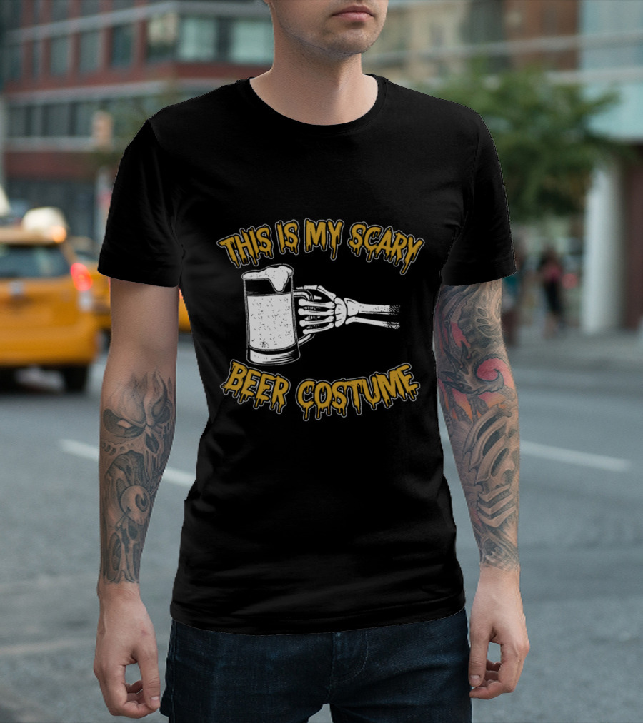 This Is My Scary Beer Costume Skeleton Drunken Skull Bones T-Shirt