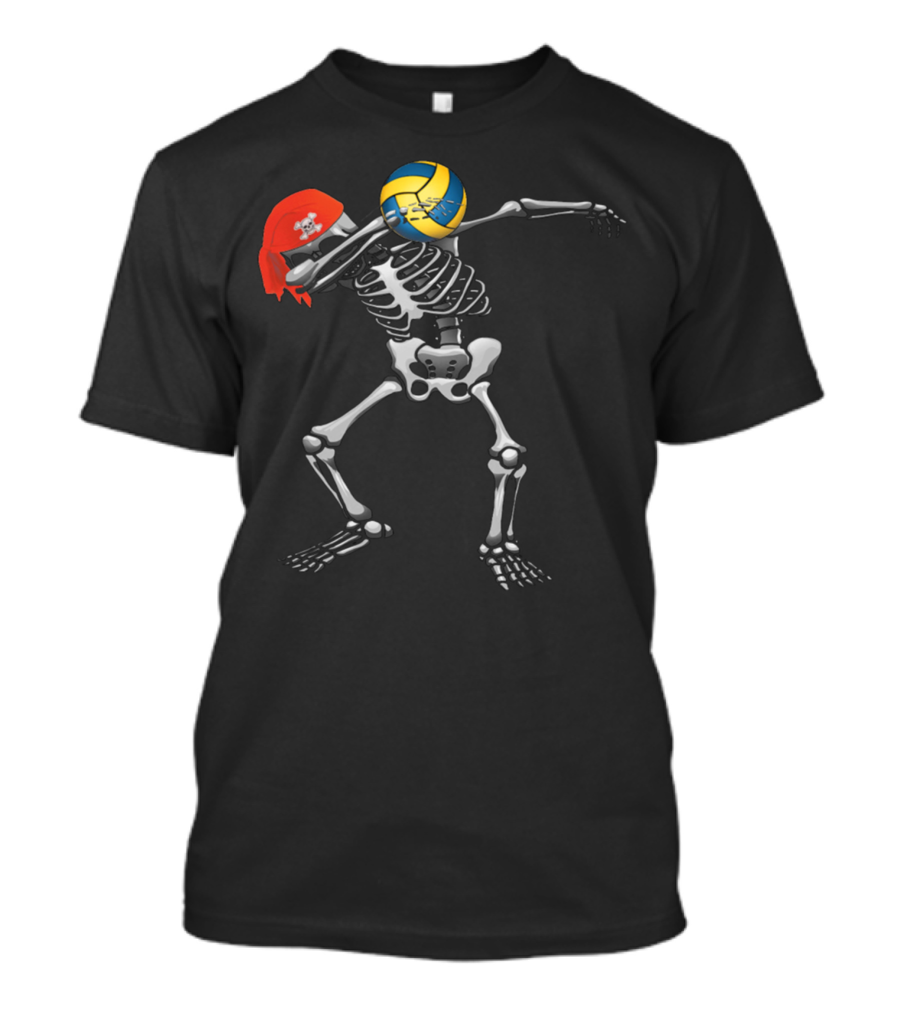 Pirate Skeleton Dabbing Volleyball Halloween Pumpkin T-Shirt
