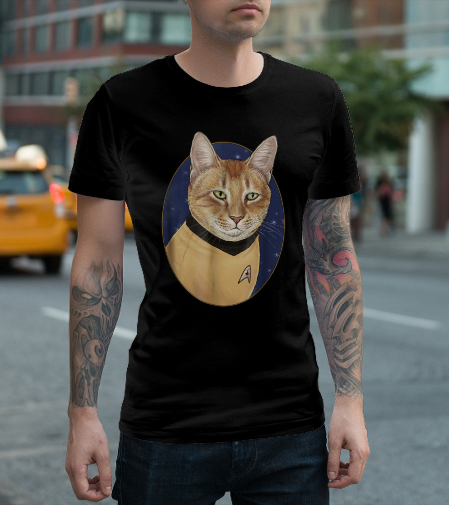 Cat Captain Kirk Starfleet Uniform Star Trek T-Shirt