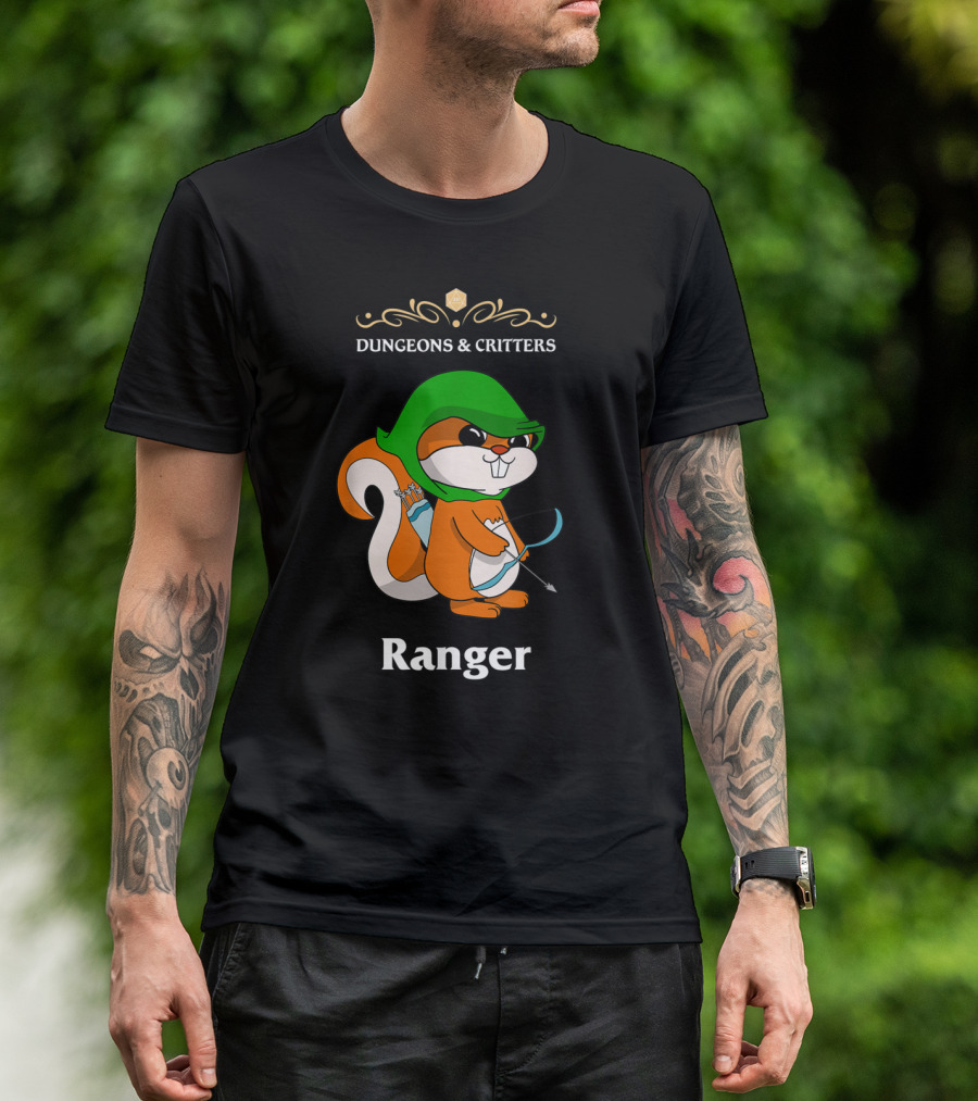 Dungeons And Critters Squirrel Ranger Bow And Arrows T-Shirt