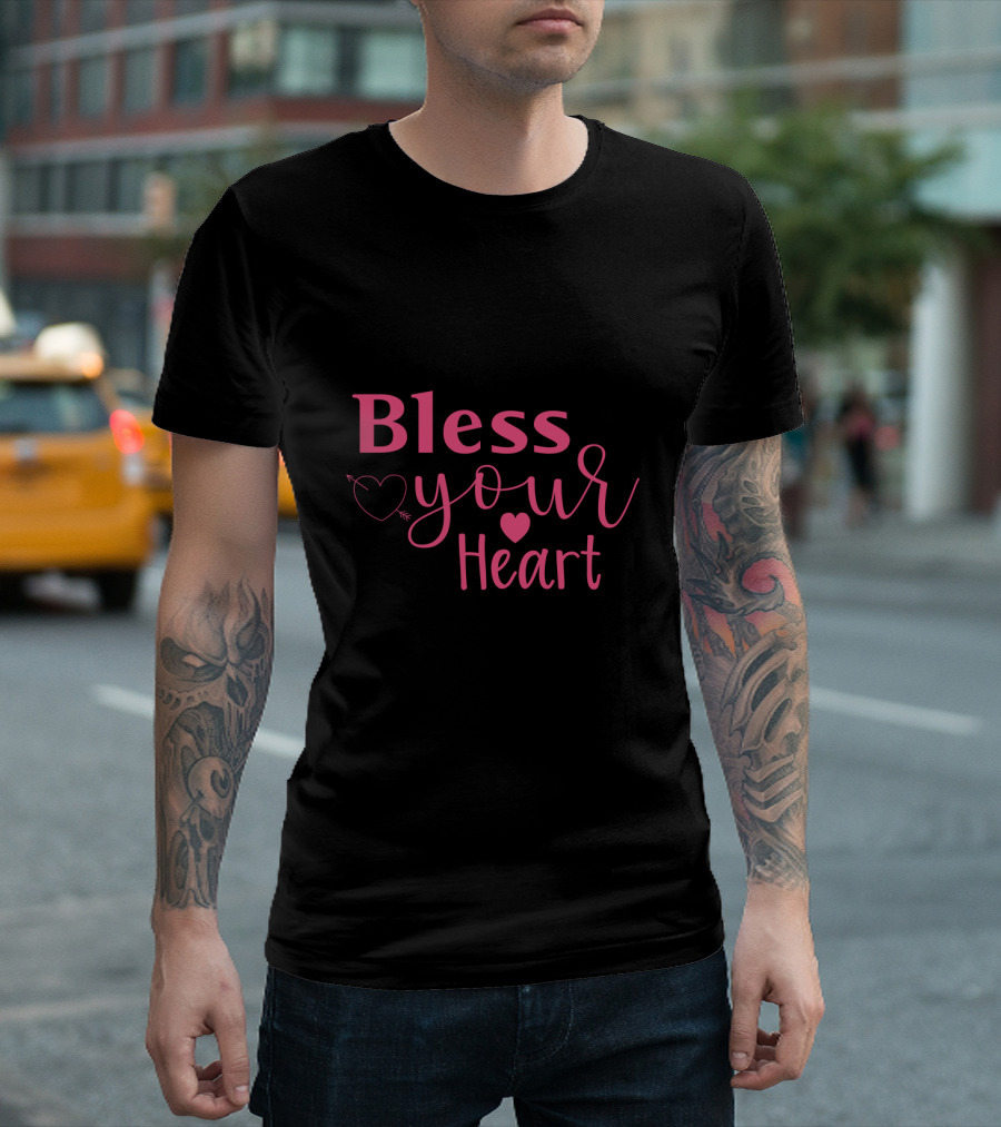 Bless Your Heart Pink Script with Heart and Arrow T-Shirt