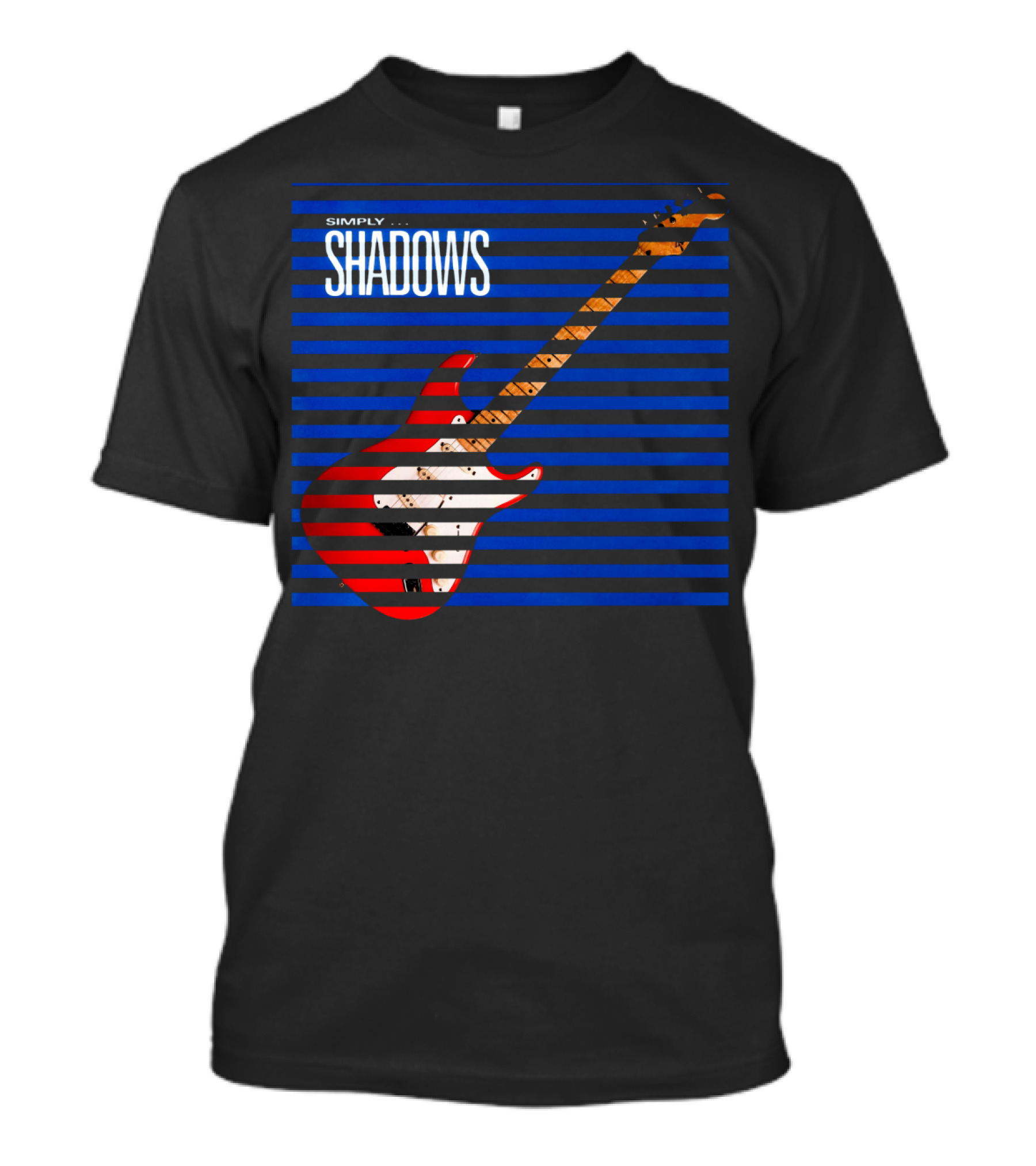 Simply Shadows Electric Guitar With Stripes T-Shirt