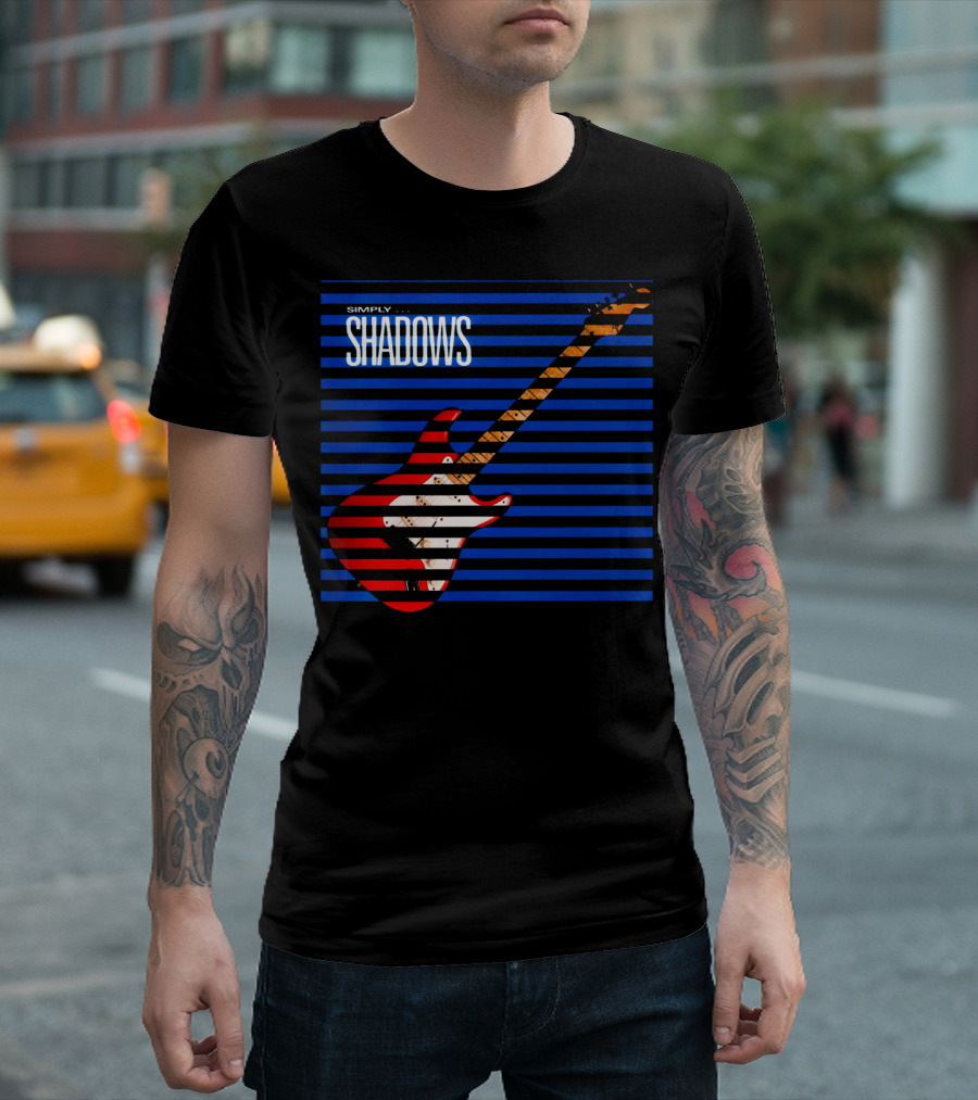 Simply Shadows Electric Guitar with Stripes T-Shirt