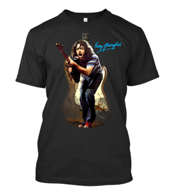 Rory Gallagher Signature Guitar Performance Art On Rogallead T-Shirt
